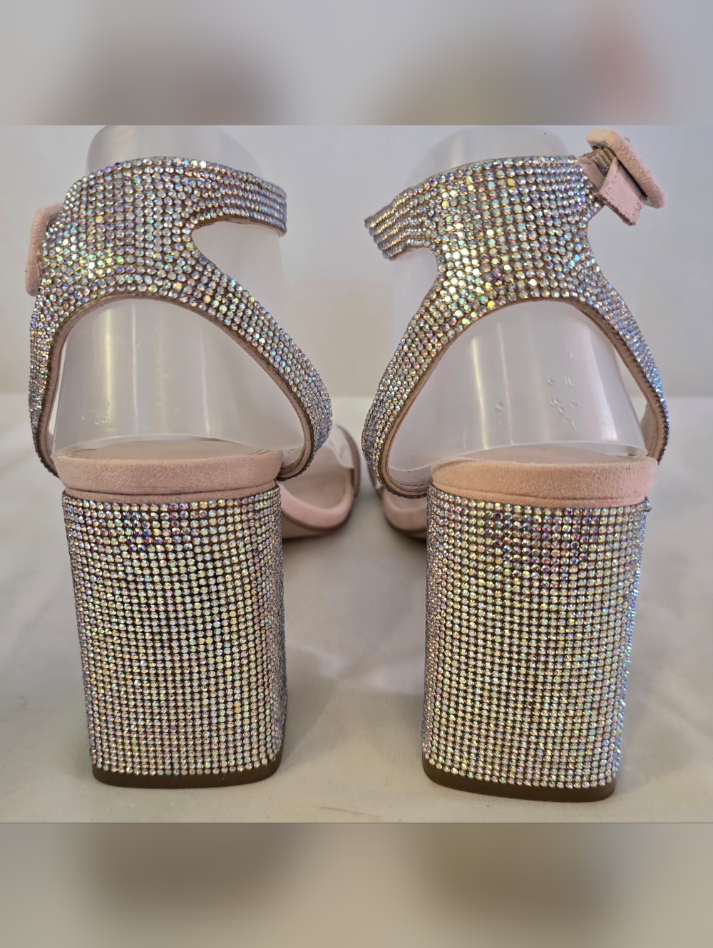 *NEW Madden Girl Pink Rhinestone Block Heel Sandals 10 - Picture 5 of 9